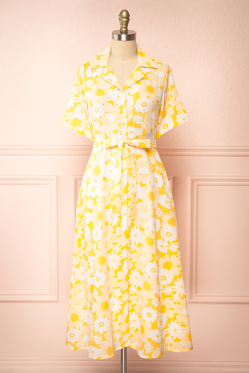 Zahrada Yellow Floral Midi Shirt Dress | Boutique 1861 Zahrada Yellow Floral Midi Shirt Dress | Boutique 1861