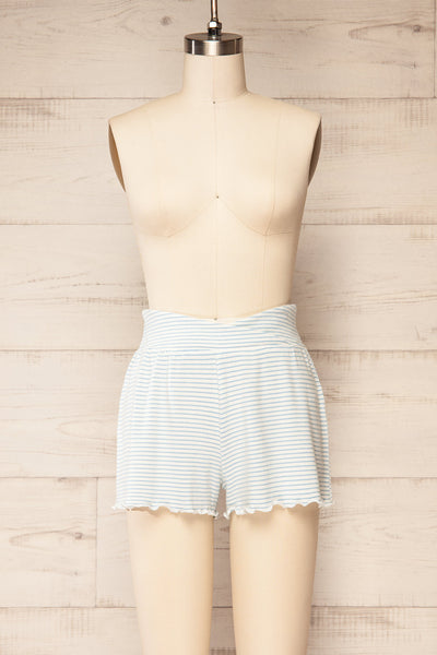 Zalia Blue Striped Pyjama Shorts | La petite garçonne front view