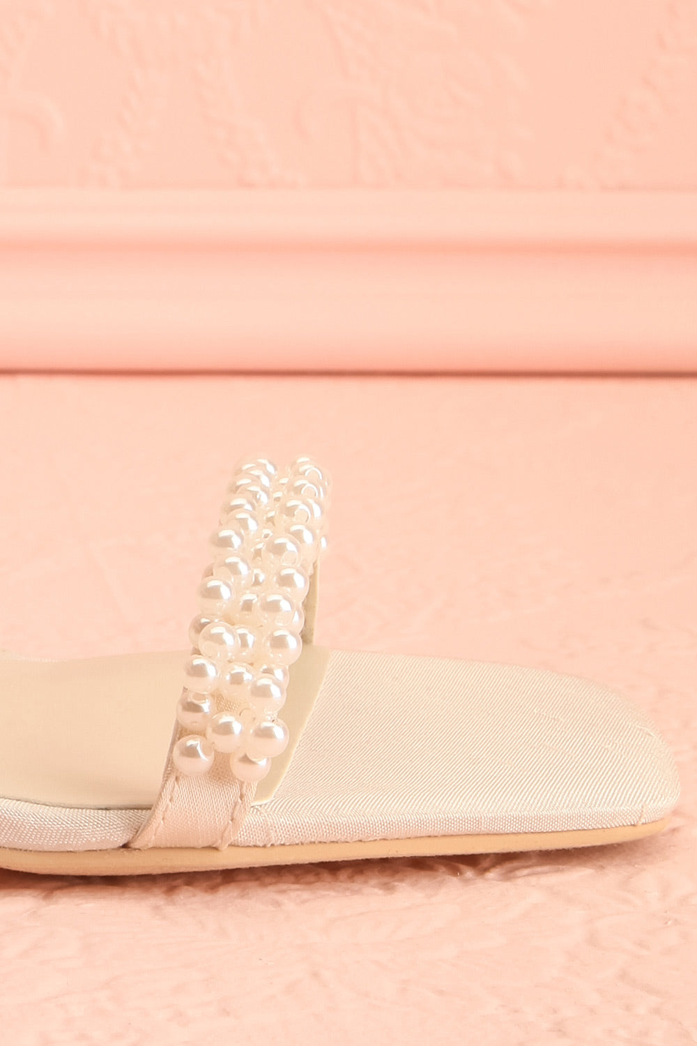Zalima Ivory Heeled Sandals with Pearls | Boudoir 1861 side