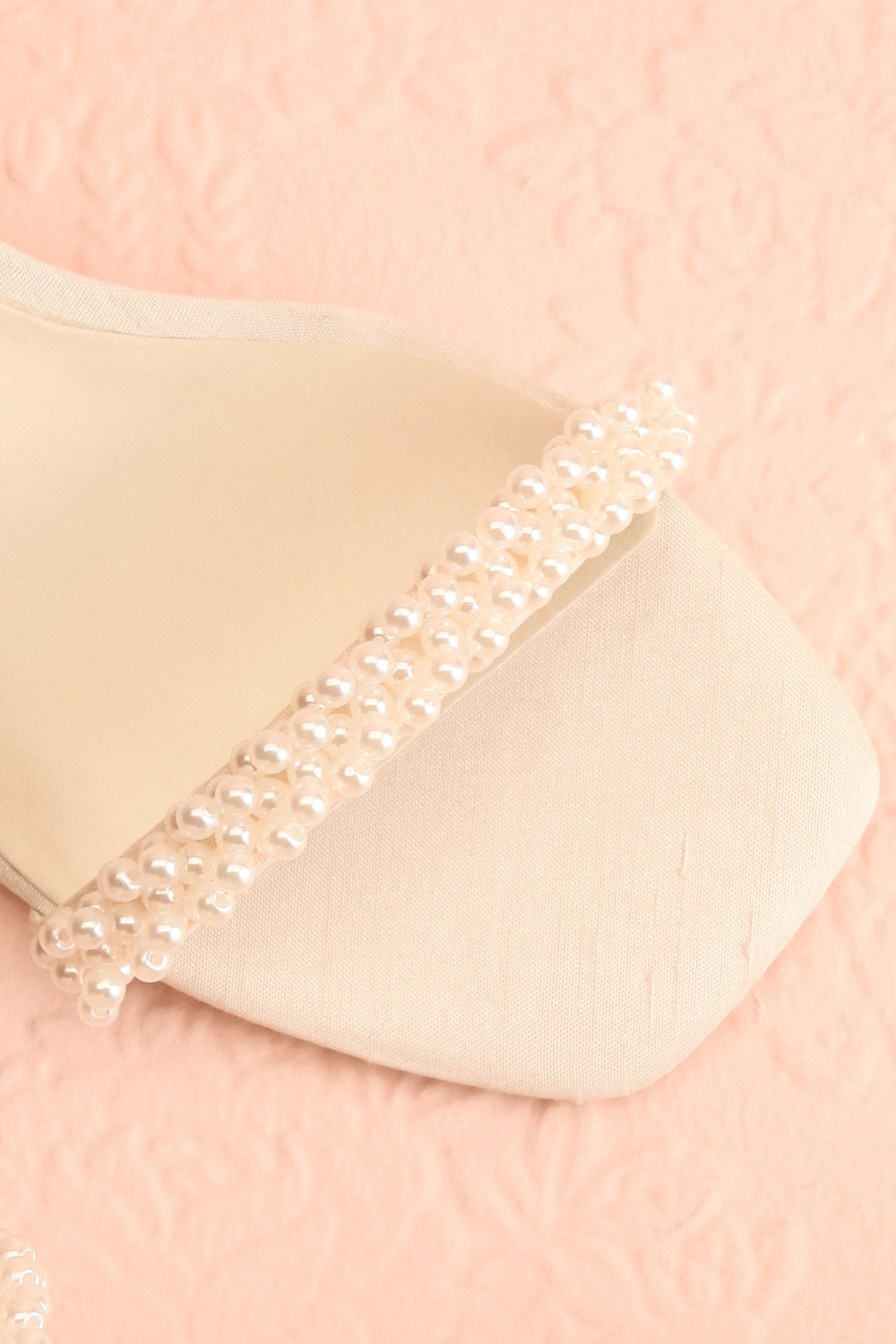 Zalima Ivory Heeled Sandals with Pearls | Boudoir 1861 flat