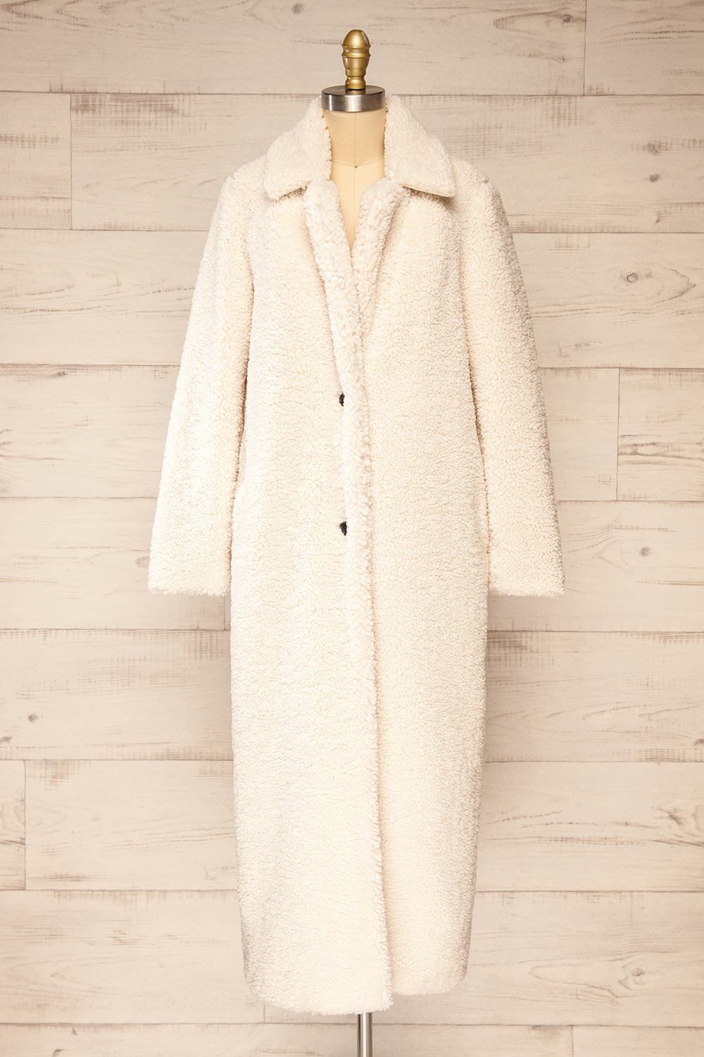 Zaria Long Ivory Sherpa Coat | La petite garçonne front view