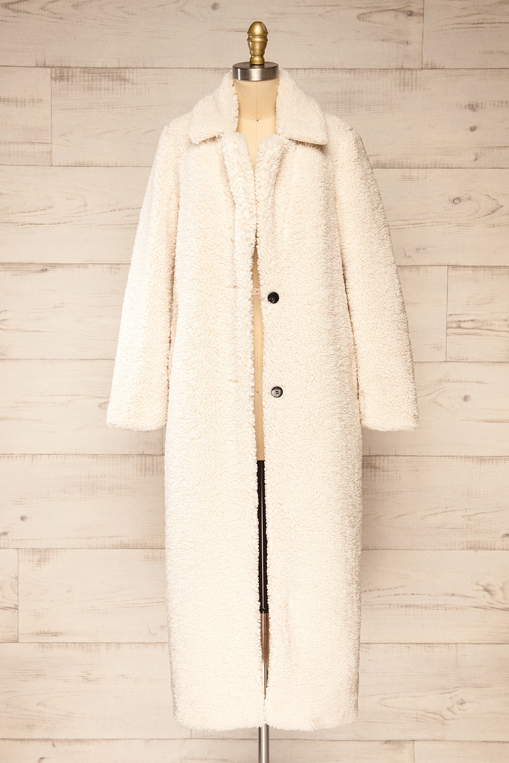 Zaria Long Ivory Sherpa Coat | La petite garçonne open view