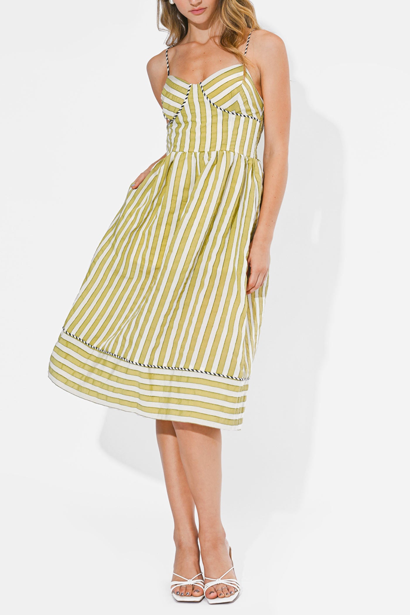 Zayan | Striped Midi Dress with Pockets