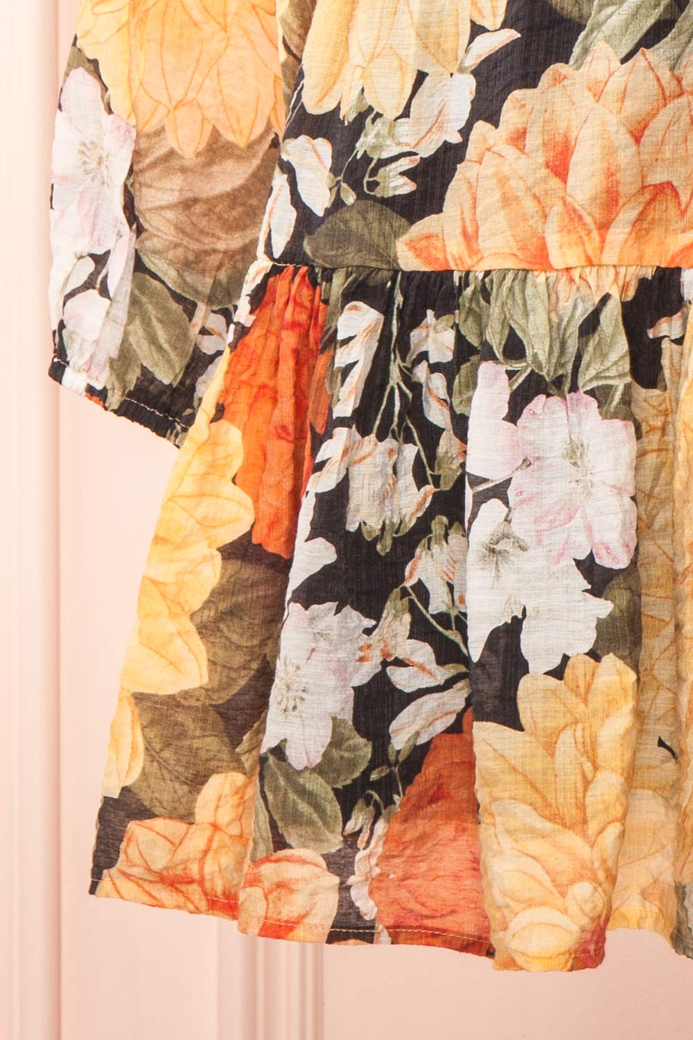 Zelaraine Short Floral Dress w/ Long Sleeves | Boutique 1861 bottom