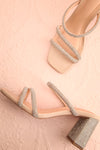 Zephra Beige Strappy Sandals w/ Crystals | Boutique 1861 flat view