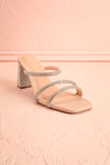 Zephra Beige Strappy Sandals w/ Crystals | Boutique 1861 front view