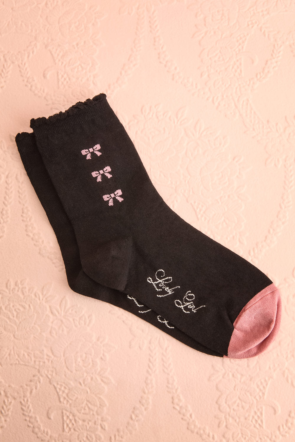 Zeta Black Socks w/ 3 Pink Bows | Boutique 1861