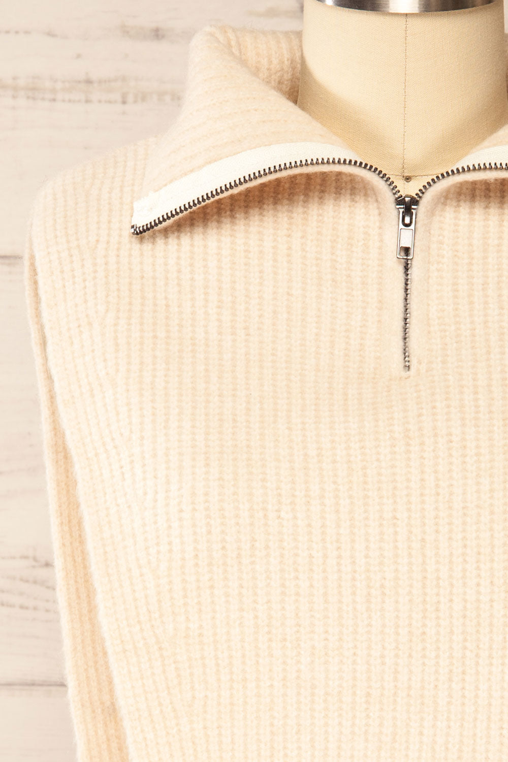 Zigong Ivory High Neck Collar w/ Zipper | La petite garçonne collar