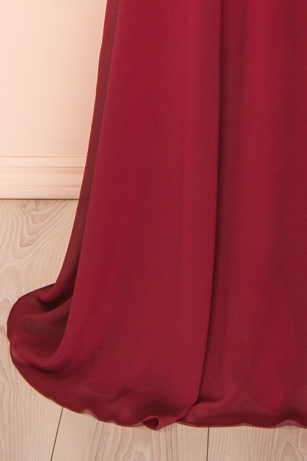 Zorua Burgundy | One-Shoulder Maxi Dress with Cape Sleeve