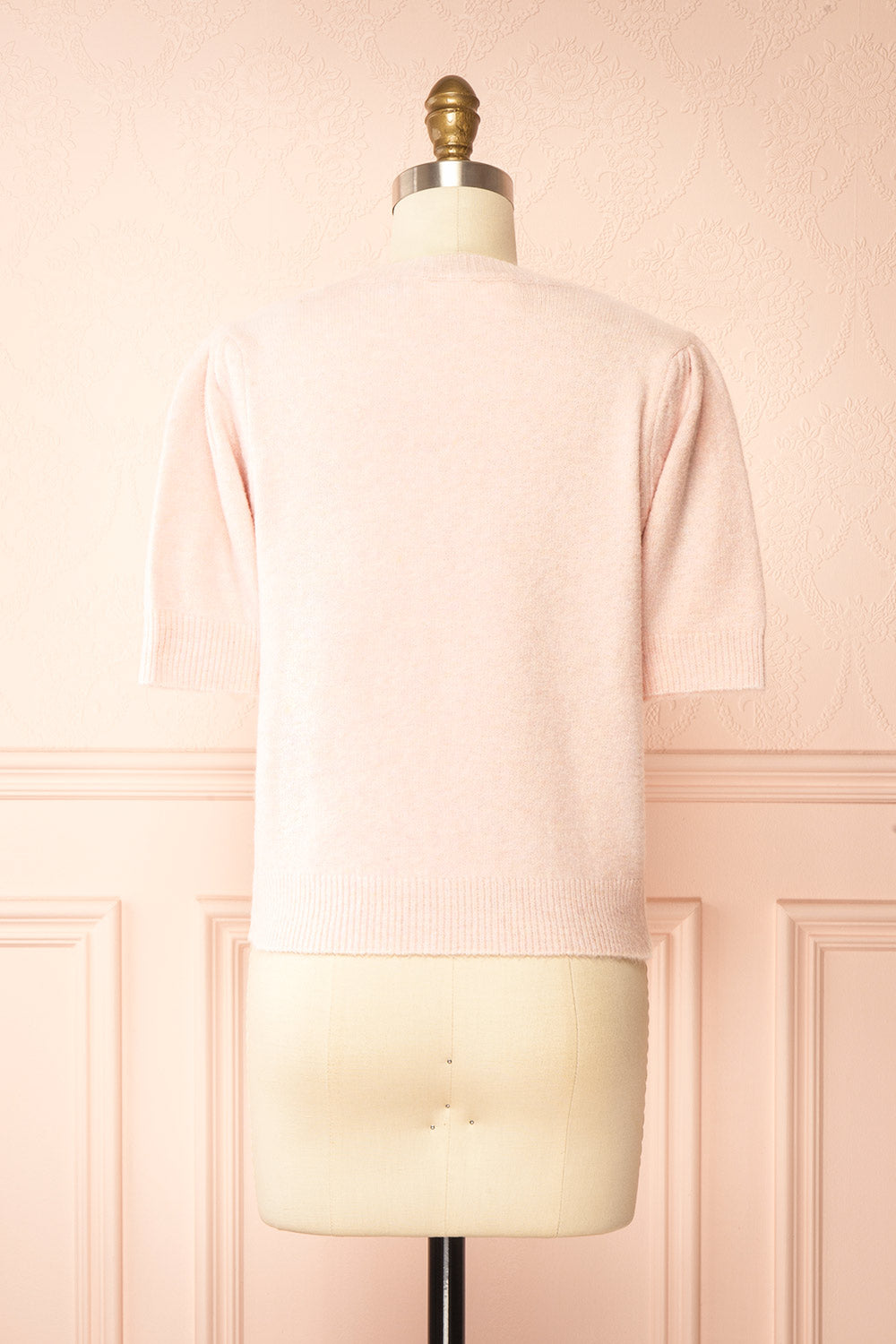 Zuniki Pink Knit Top with Crochet Flowers | Boutique 1861 back view