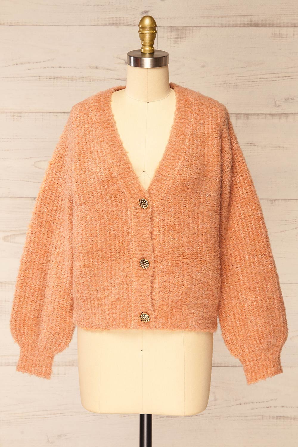 Zuper Orange Fuzzy Cardigan | La petite garçonne front view