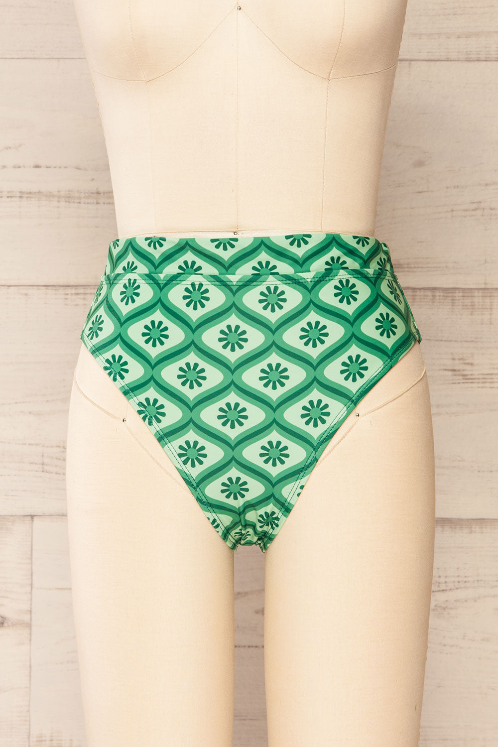 Zuwena Floral Green Vintage Pattern Bikini Bottom | La petite garçonne front view