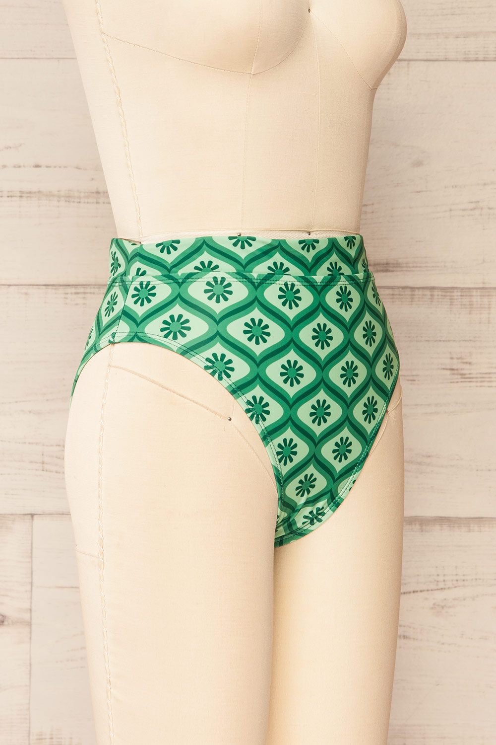 Zuwena Floral Green Vintage Pattern Bikini Bottom | La petite garçonne side view