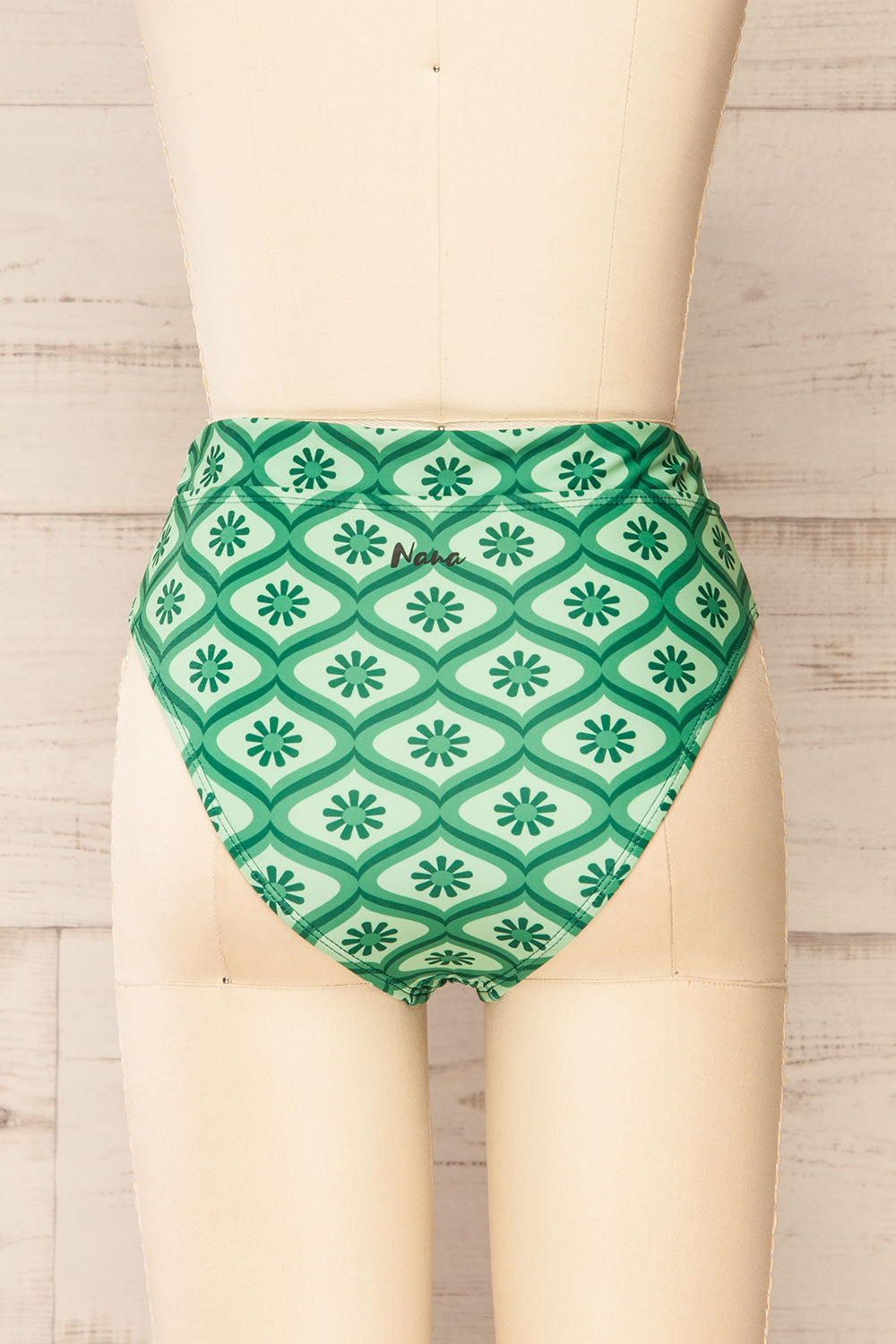 Zuwena Floral Green Vintage Pattern Bikini Bottom | La petite garçonne back view