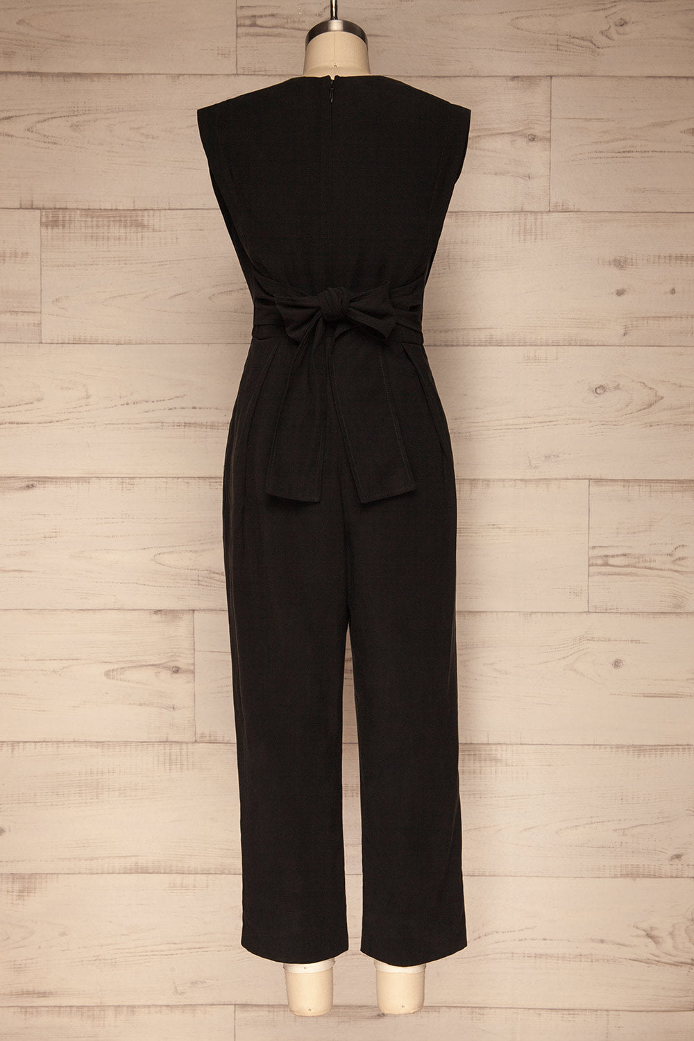 Aase Black V Neck Straight Leg Jumpsuit | La petite garçonne back view