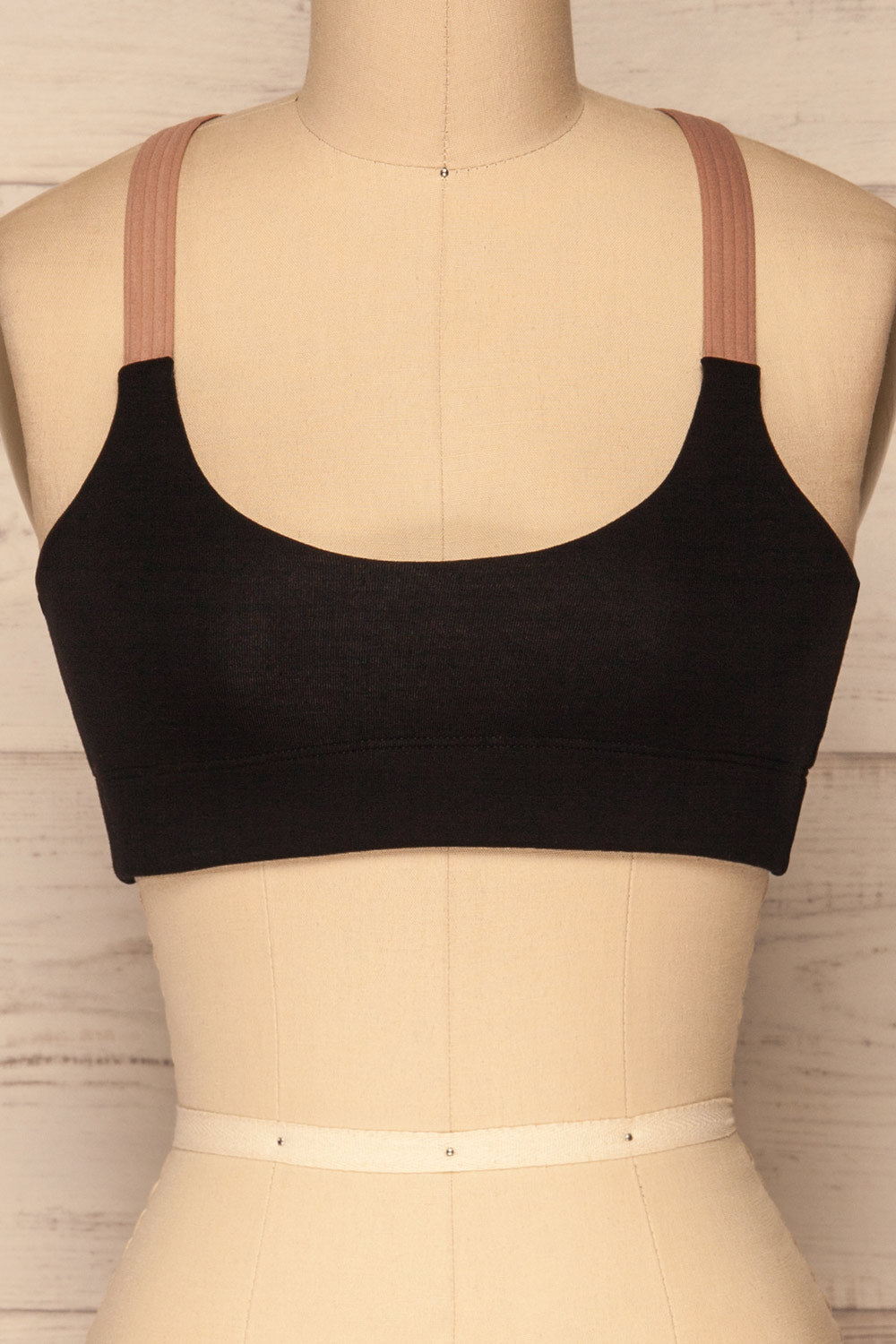 Abby Black Crop Top Style Bralette | La Petite Garçonne Chpt. 2 front close-up