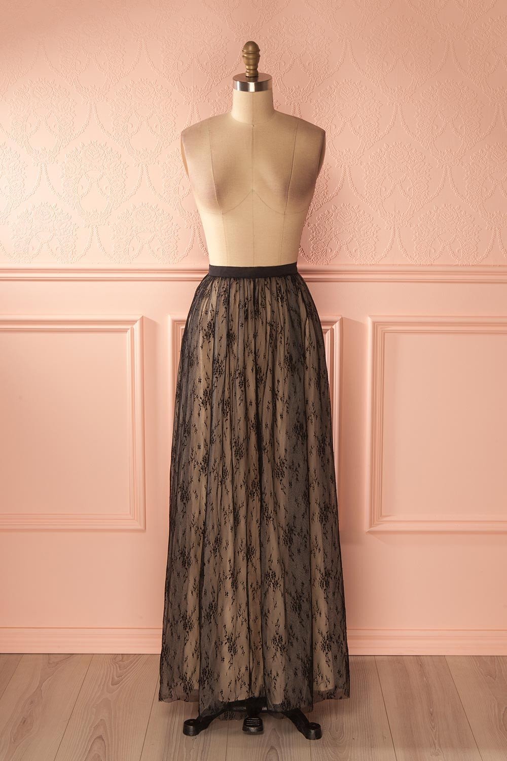 Abdéline - Black mesh lace maxi skirt 1