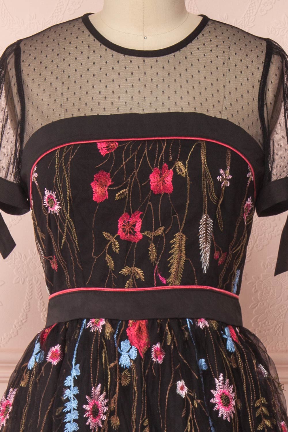 Absorn Black A-Line Maxi Dress w. Colorful Embroidery | Boutique 1861 2