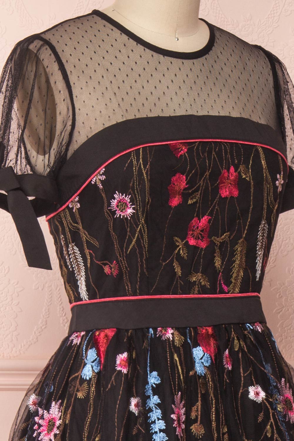 Absorn Black A-Line Maxi Dress w. Colorful Embroidery | Boutique 1861 4