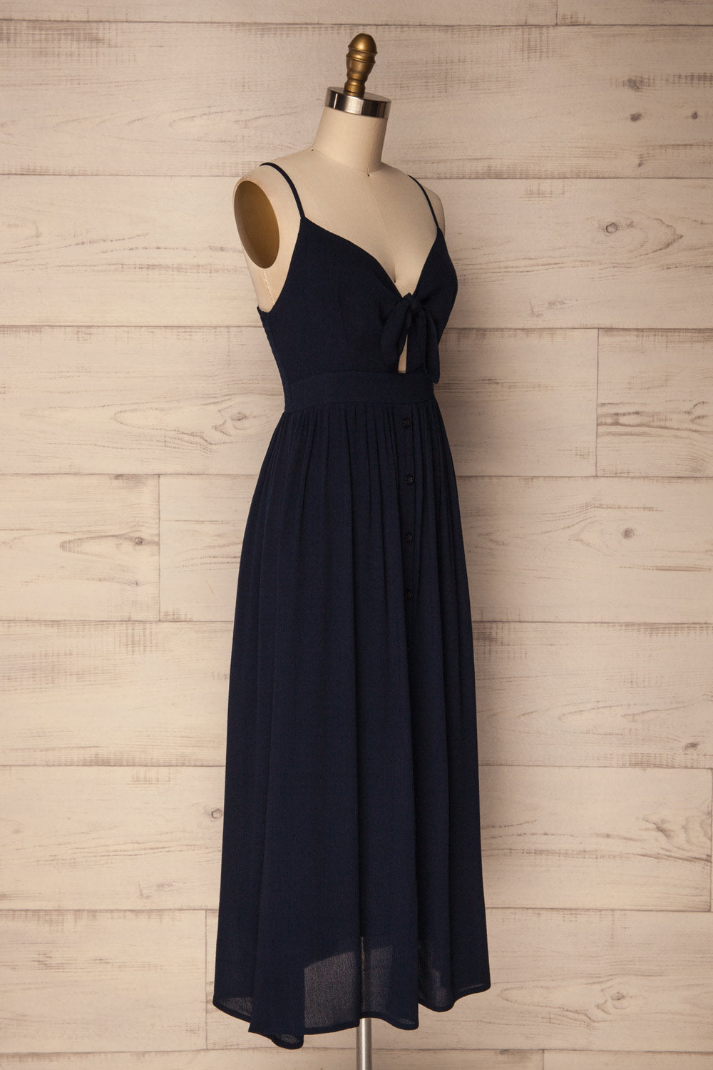 Acate Navy Button-Up A-Line Midi Summer Dress | La Petite Garçonne 3