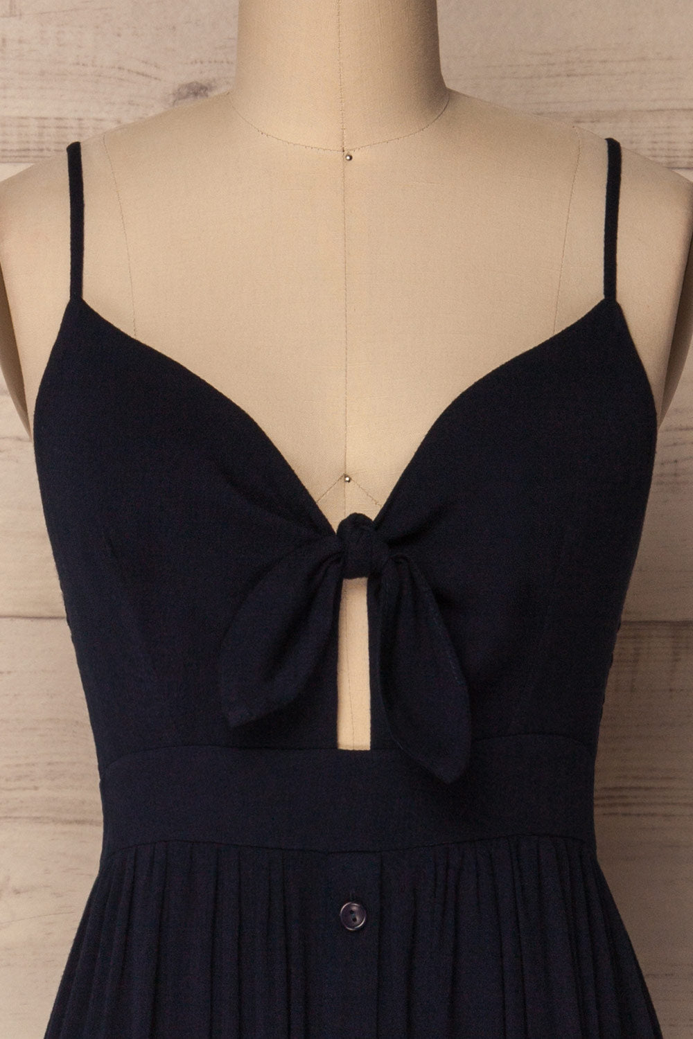 Acate Navy Button-Up A-Line Midi Summer Dress | La Petite Garçonne 2