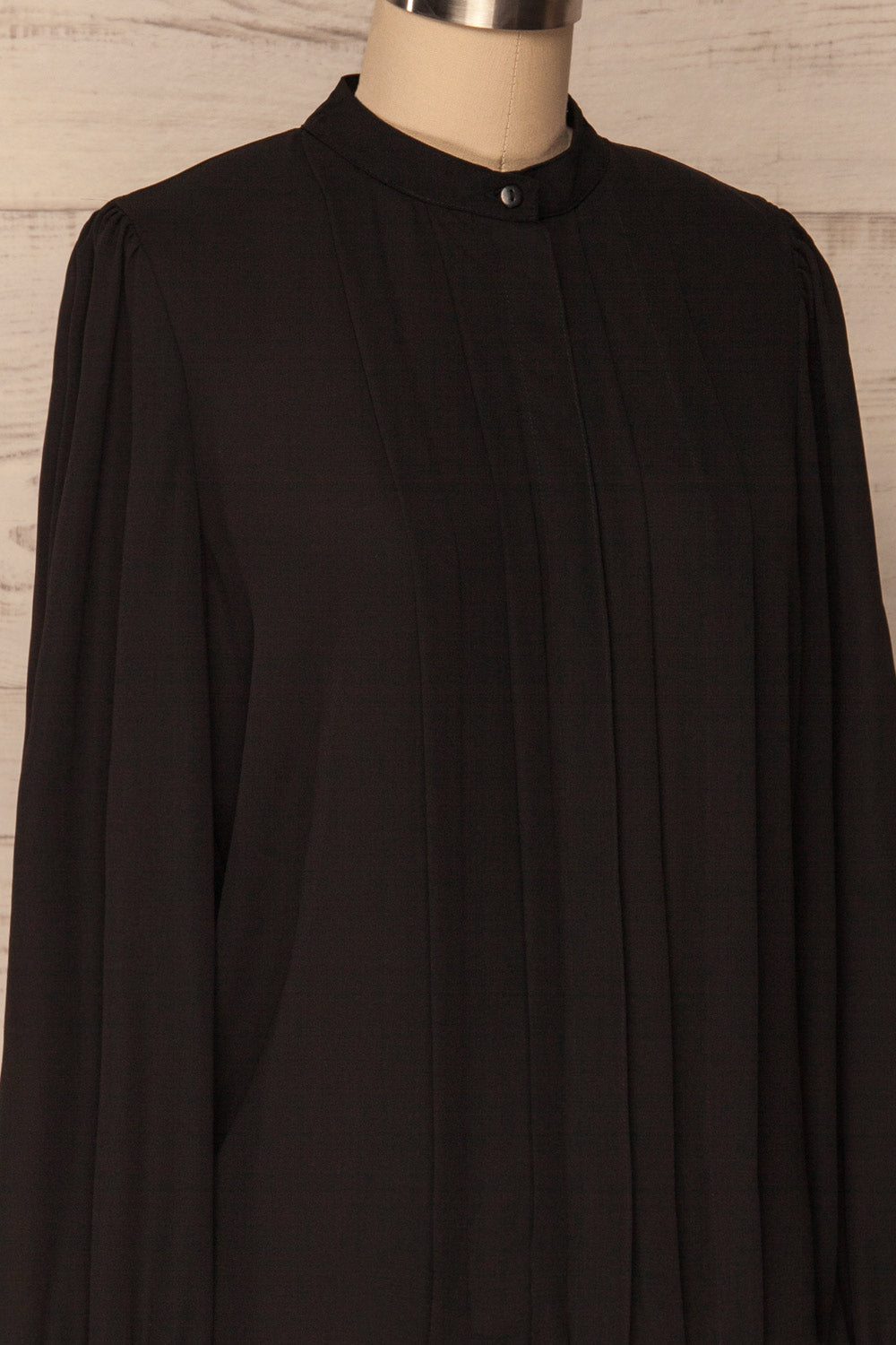 Acton Night Black Pleated Button Down Shirt | La Petite Garçonne 4