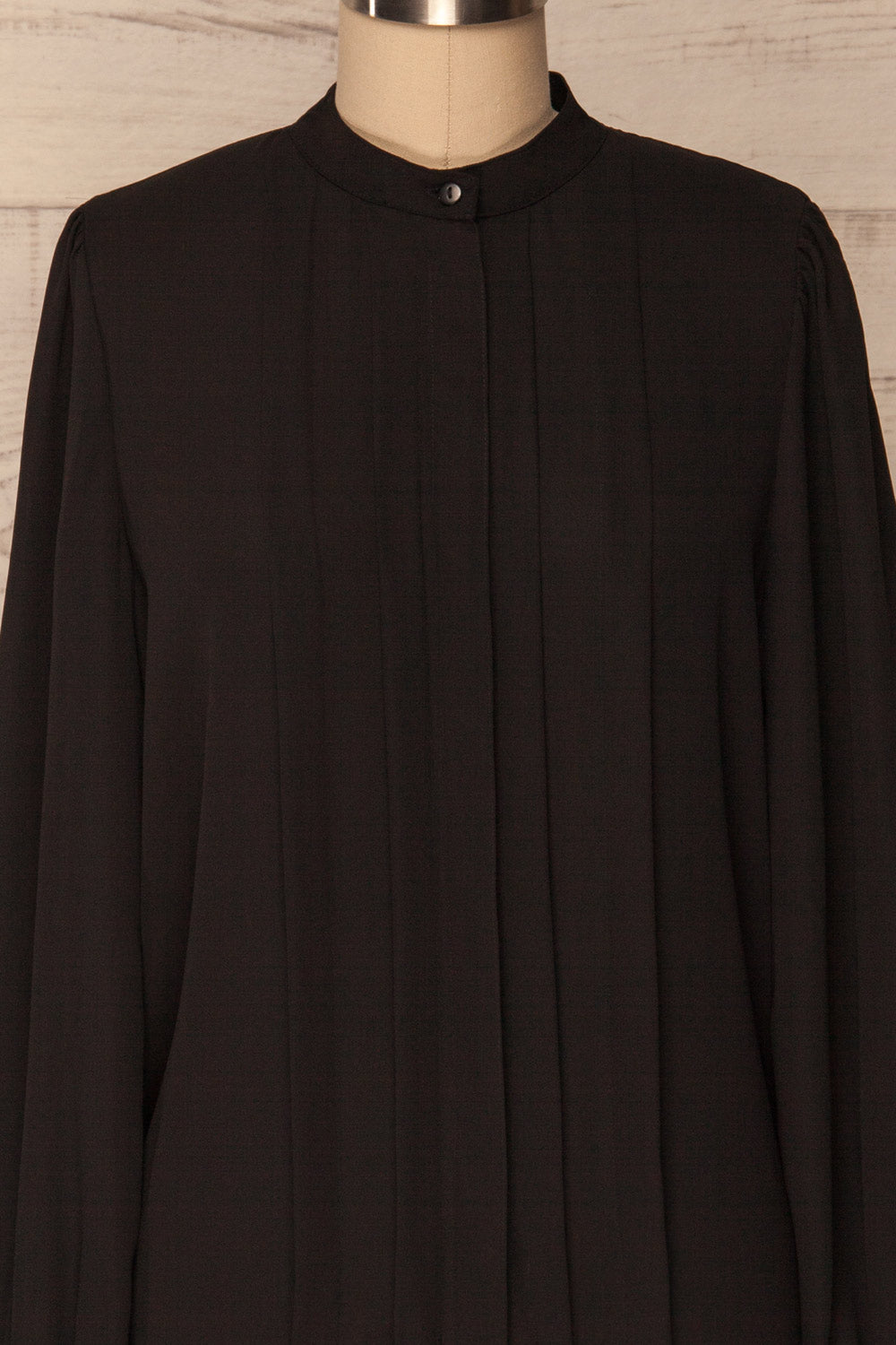 Acton Night Black Pleated Button Down Shirt | La Petite Garçonne 2