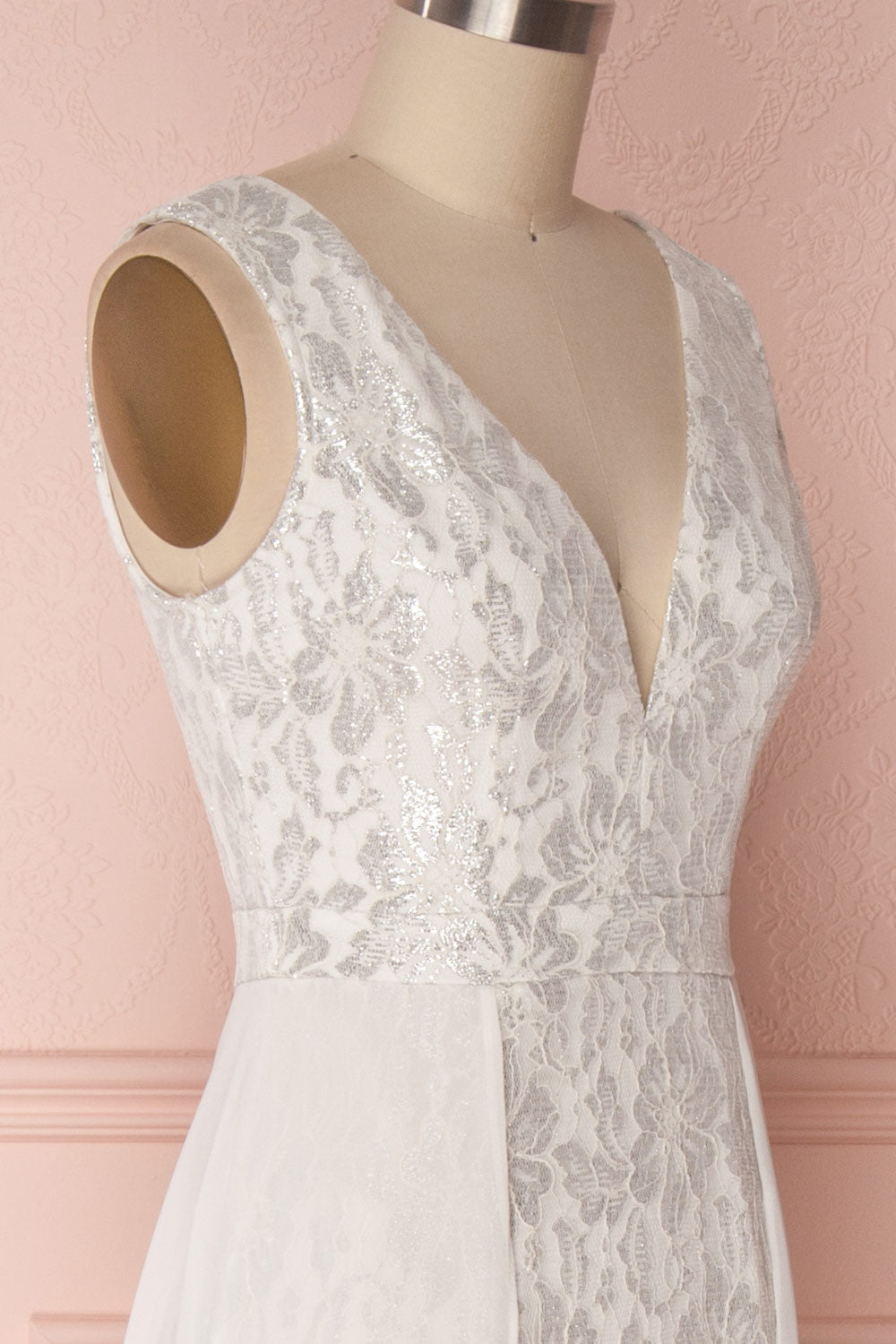 Adalgisa White & Silvery Lace Mermaid Bridal Dress | Boudoir 1861 7