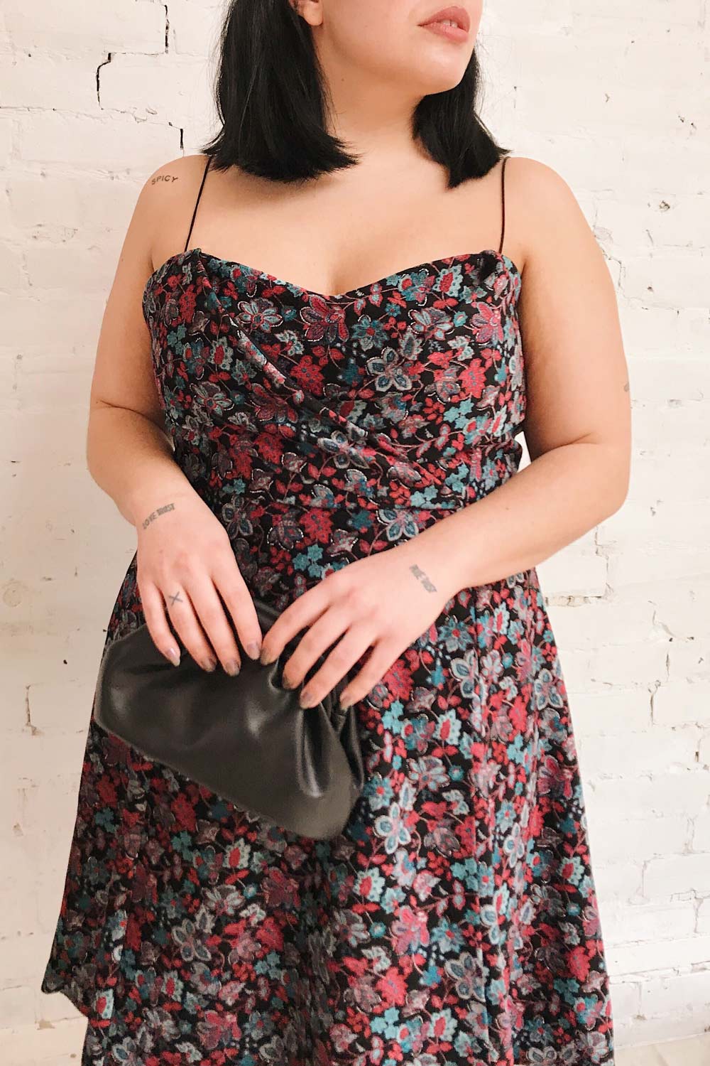 Adamina Black Floral Dress | Boutique 1861 on model