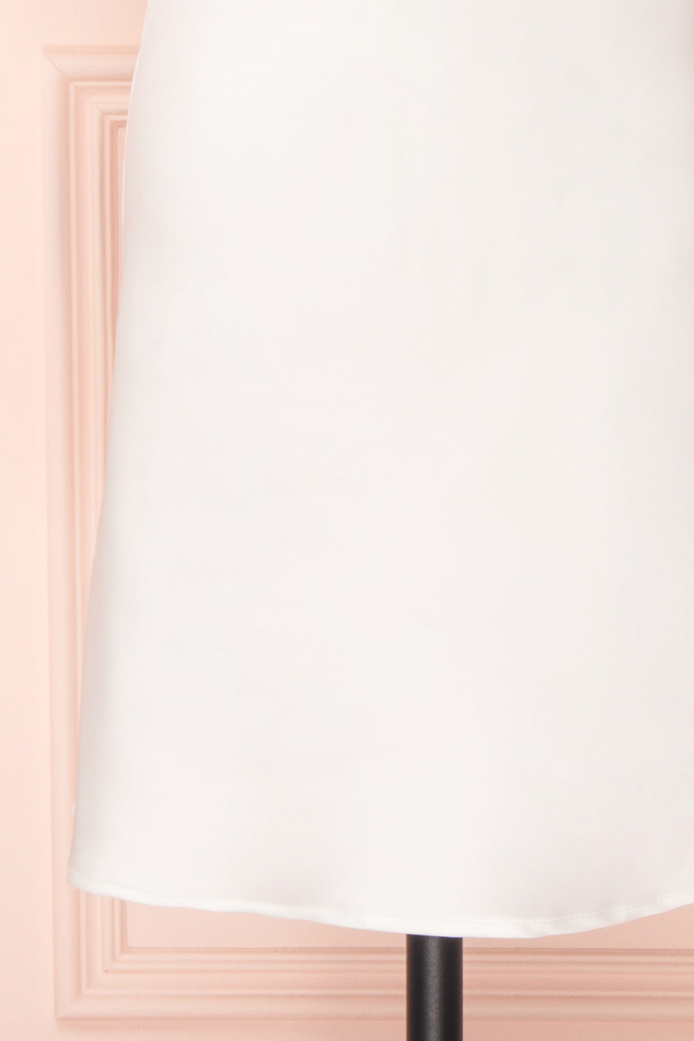 Adella Blanc White Short Satin Dress w/ Lace bottom | Boutique 1861