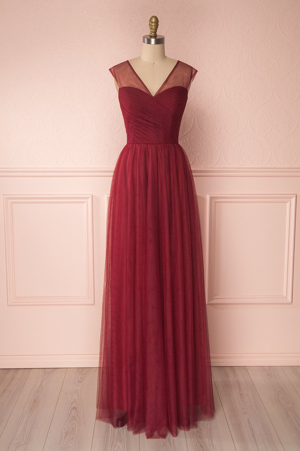 Adifa Deep Red Tulle Sleeveless A-Line Gown | Boudoir 1861 plus