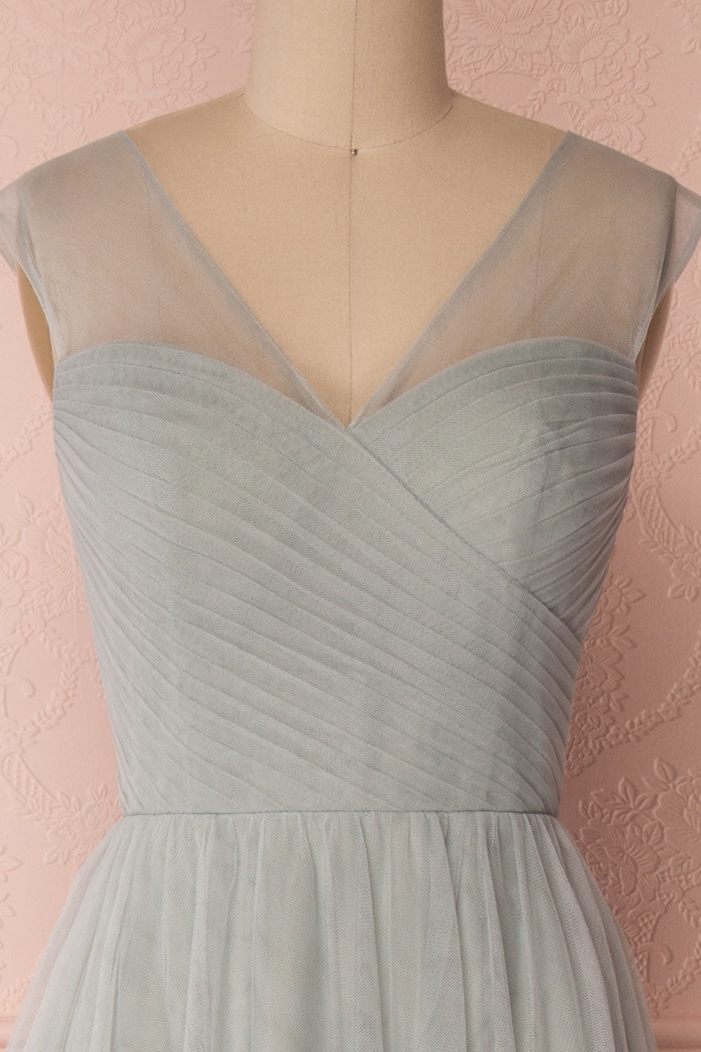 Adifa Eucalyptus Sage Net Tulle Sleeveless A-Line Gown | Boudoir 1861 3