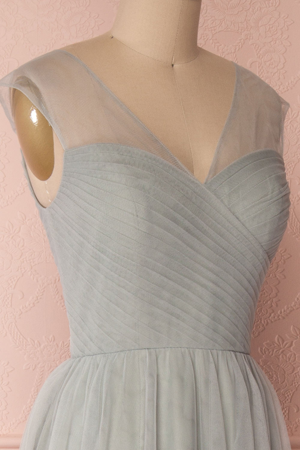 Adifa Eucalyptus Sage Net Tulle Sleeveless A-Line Gown | Boudoir 1861 5