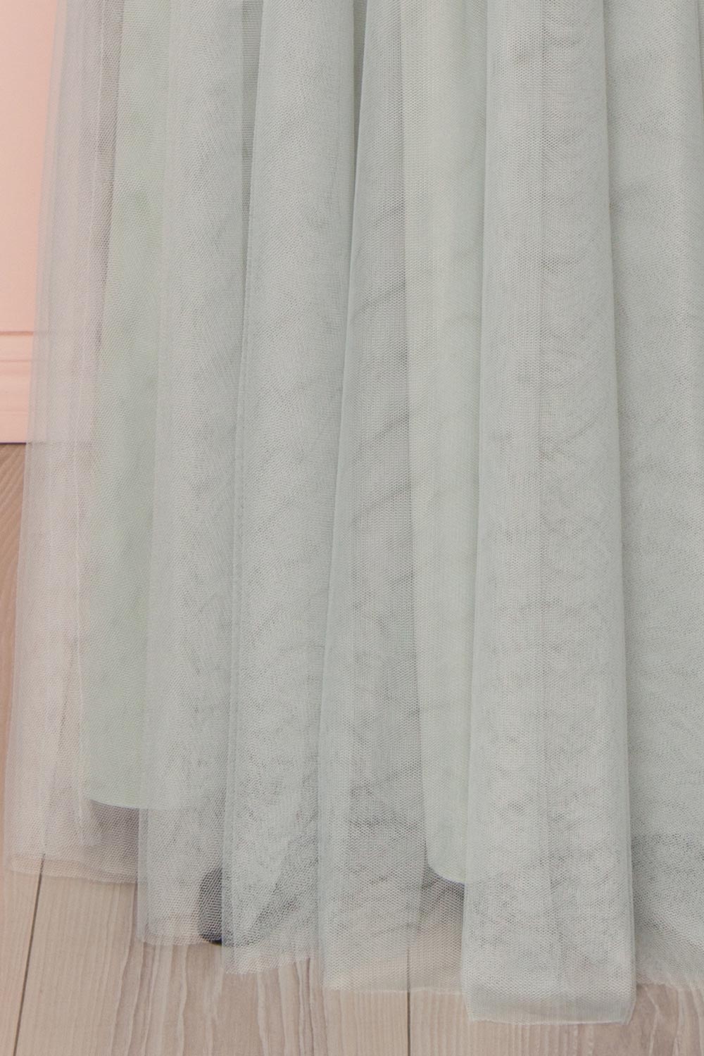 Adifa Eucalyptus Sage Net Tulle Sleeveless A-Line Gown | Boudoir 1861 9