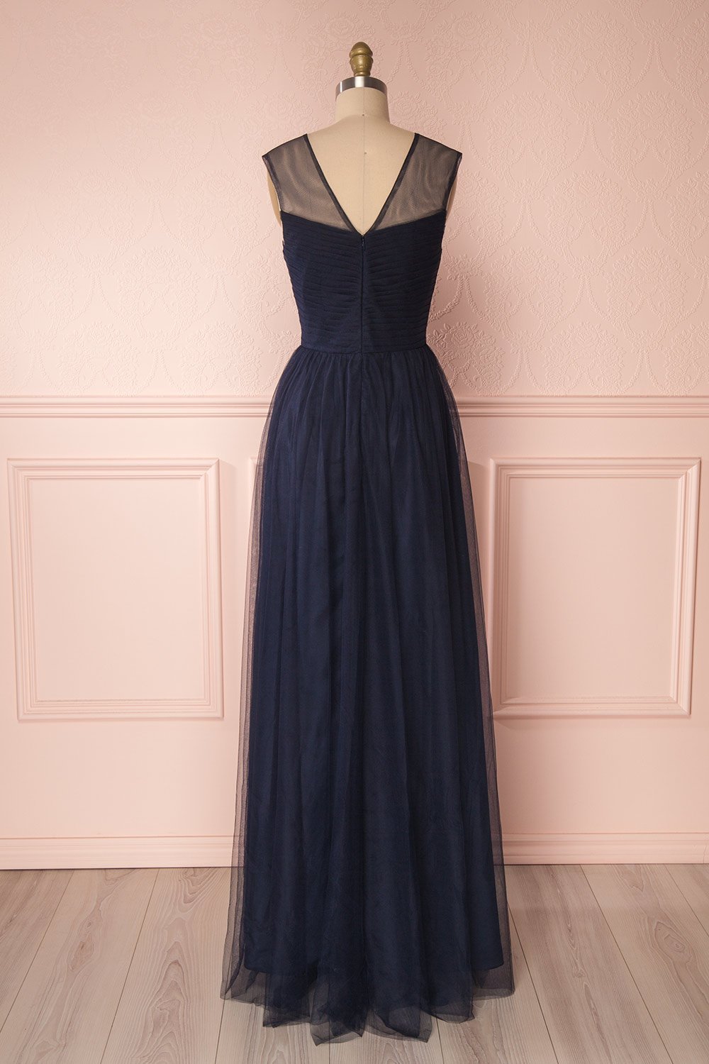 Adifa Navy Net Tulle Sleeveless A-Line Gown | Boudoir 1861 6