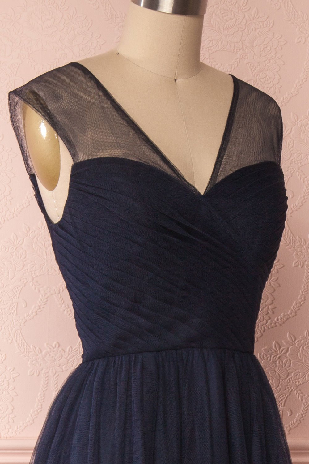 Adifa Navy Net Tulle Sleeveless A-Line Gown | Boudoir 1861 5