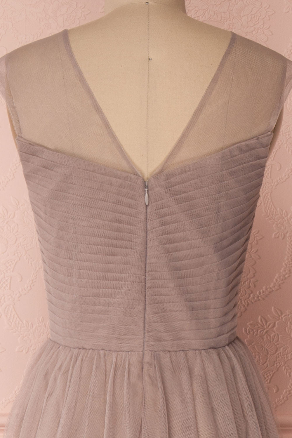 Adifa Sand Taupe Net Tulle Sleeveless A-Line Gown | Boudoir 1861 7