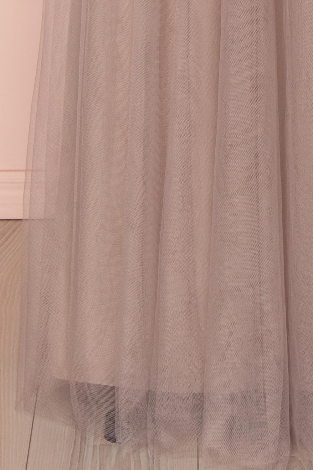 Adifa Sand Taupe Net Tulle Sleeveless A-Line Gown | Boudoir 1861 8