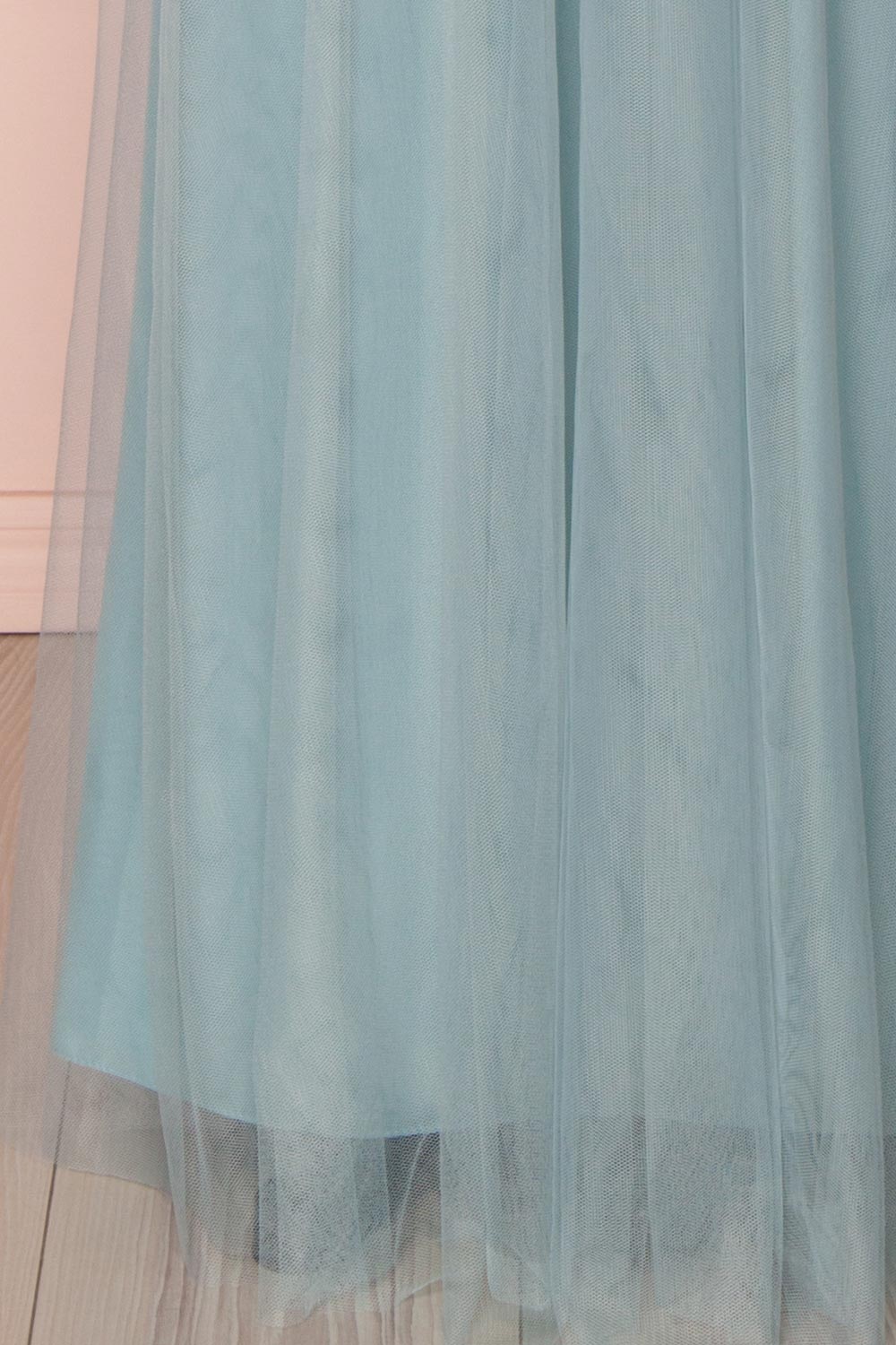 Adifa Seafoam Teal Net Tulle Sleeveless A-Line Gown | Boudoir 1861 8