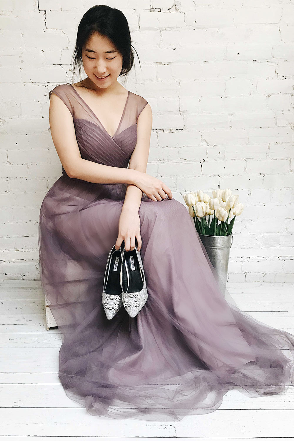 Adifa Sea Blue-Grey Net Tulle Sleeveless A-Line Gown | Boudoir 1861 2