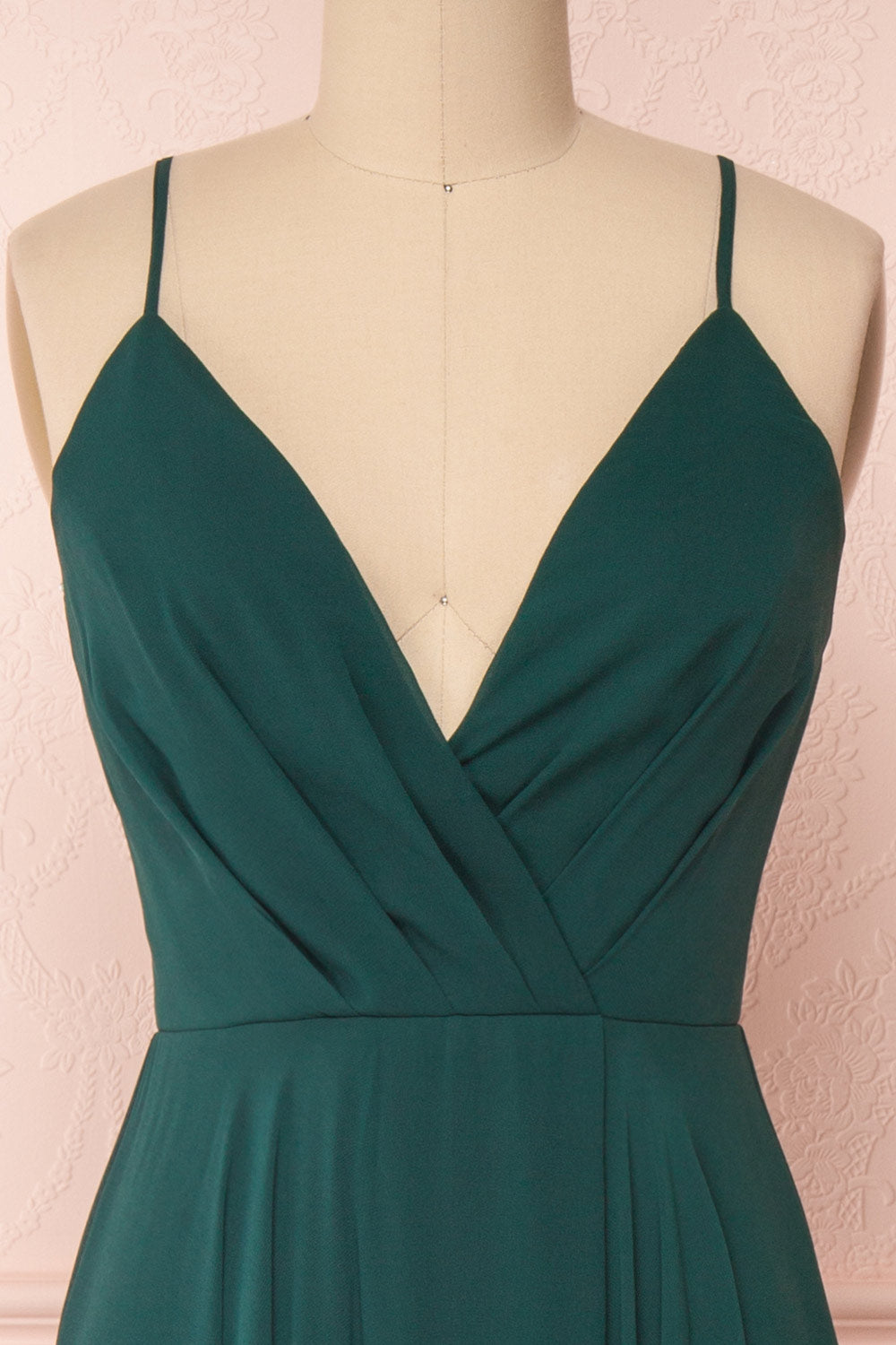 Aelis Green Chiffon Pleated Plunging V-Neckline Gown | Boudoir 1861 3