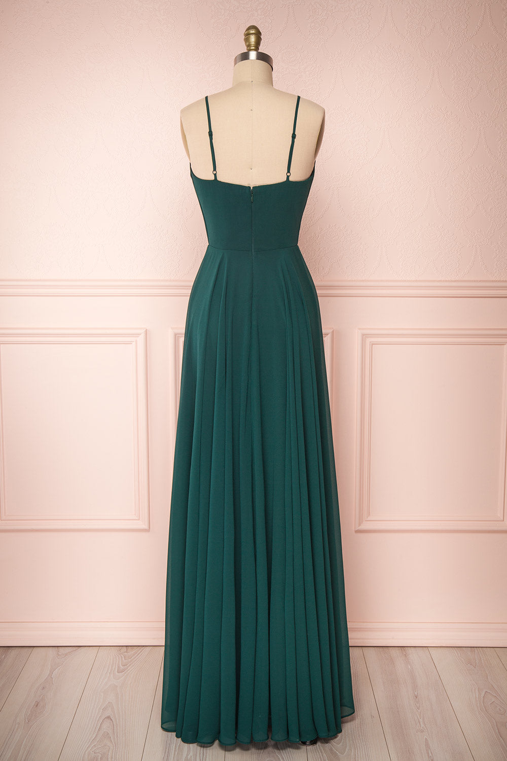 Aelis Green Chiffon Pleated Plunging V-Neckline Gown | Boudoir 1861 6