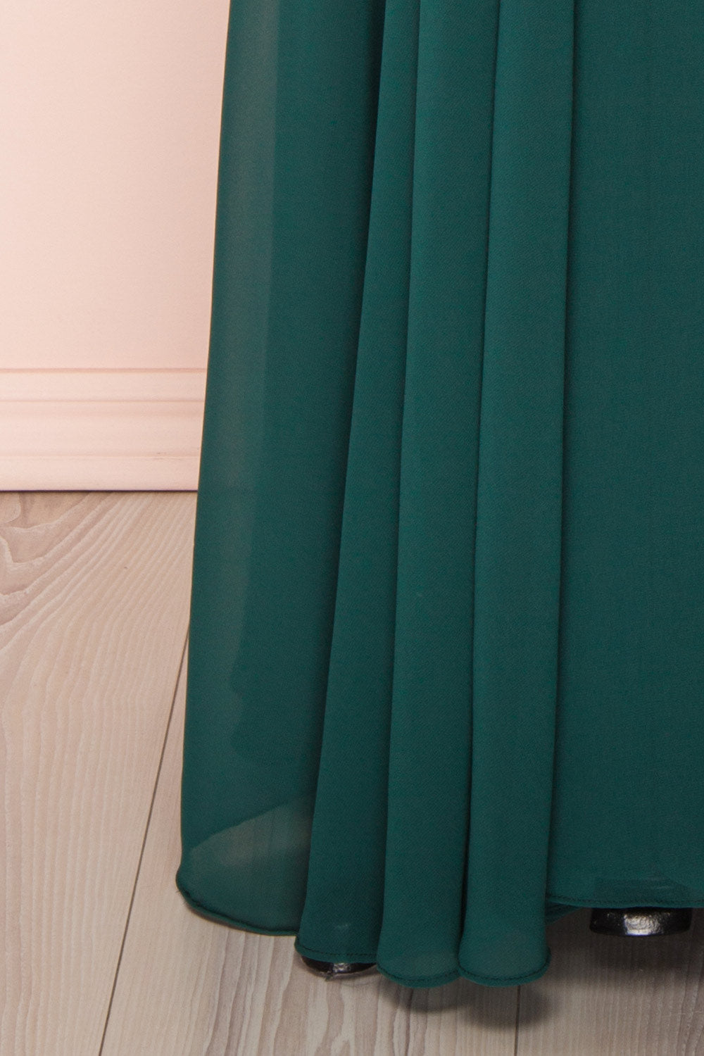 Aelis Green Chiffon Pleated Plunging V-Neckline Gown | Boudoir 1861 8