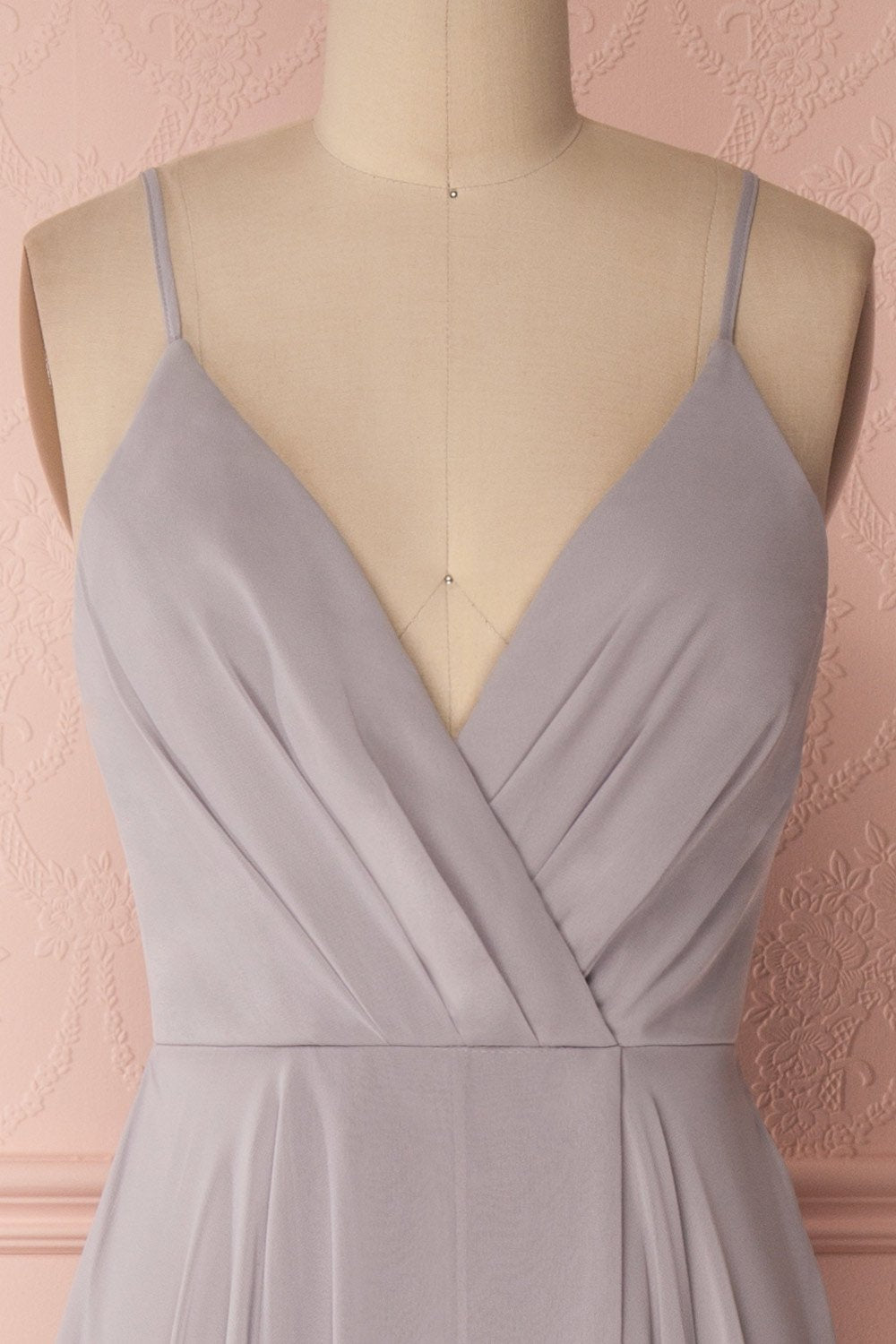 Aelis Grey Chiffon Pleated Plunging V-Neckline Gown | Boudoir 1861 3