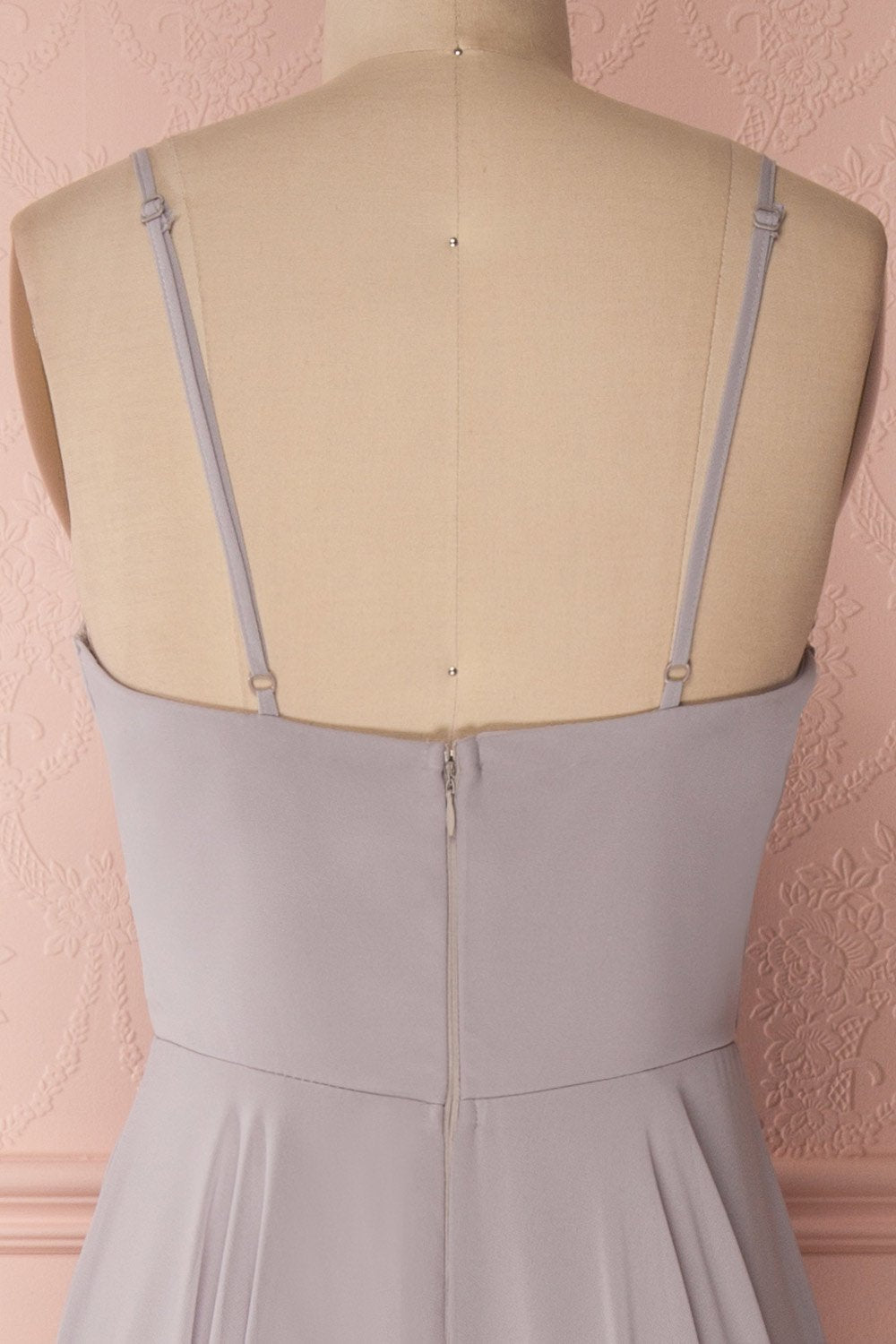 Aelis Grey Chiffon Pleated Plunging V-Neckline Gown | Boudoir 1861 7