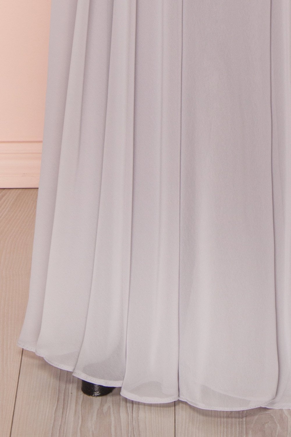 Aelis Grey Chiffon Pleated Plunging V-Neckline Gown | Boudoir 1861 8