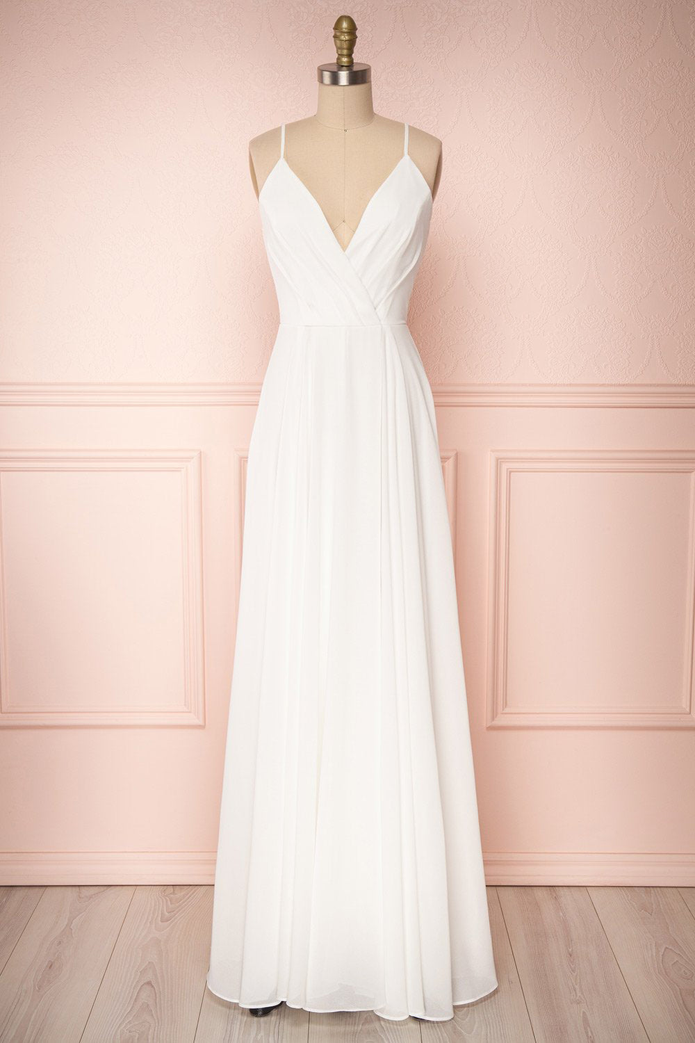 Aelis Ivory Chiffon Plunging V-Neckline Gown | Boudoir 1861