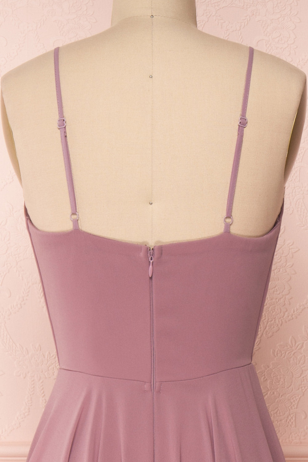 Aelis Mauve Purple Chiffon Plunging V-Neckline Gown | Boudoir 1861 7
