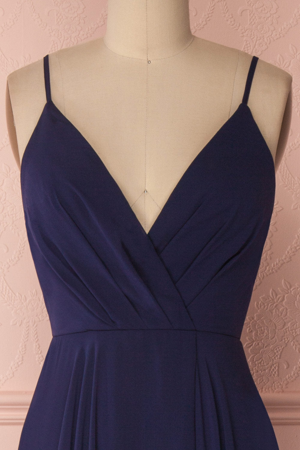 Aelis Navy Chiffon Pleated Plunging V-Neckline Gown | Boudoir 1861 3