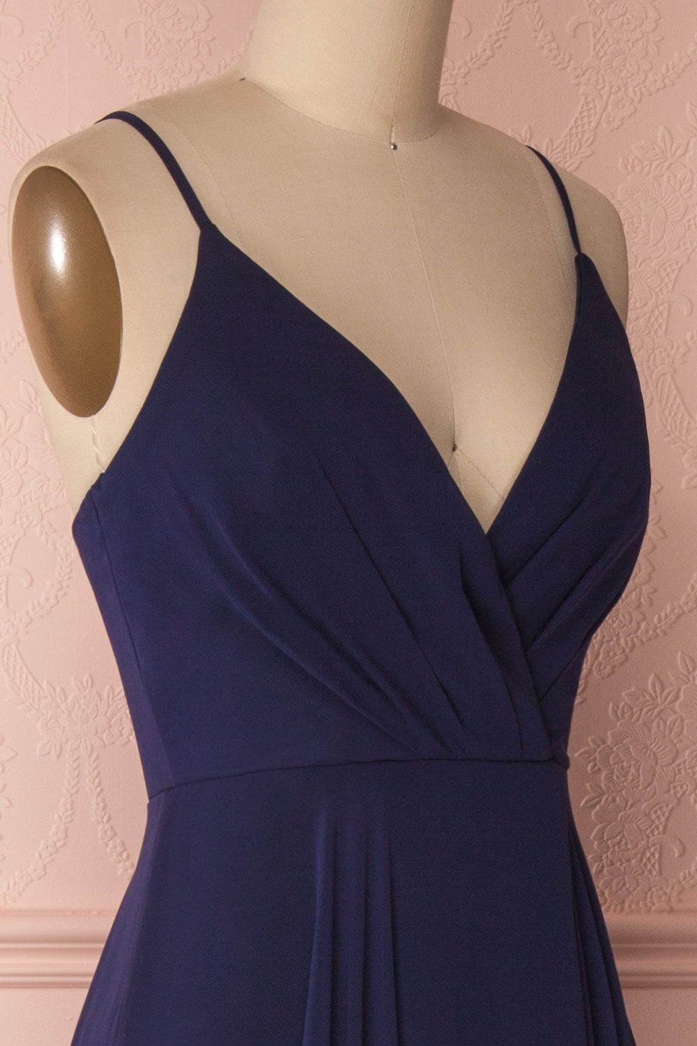 Aelis Navy Chiffon Pleated Plunging V-Neckline Gown | Boudoir 1861 5